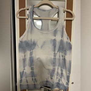 Lululemon Swiftly Racerback Tank Top White and Gray Tie Dye